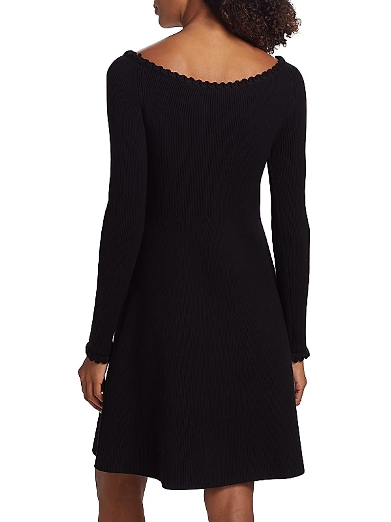 Boat-Neck Rib-Knit Minidress