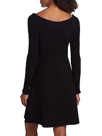 Boat-Neck Rib-Knit Minidress