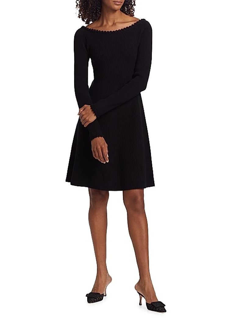 Boat-Neck Rib-Knit Minidress