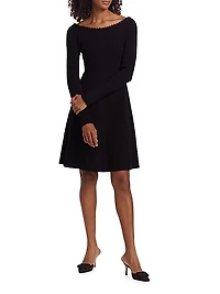 Boat-Neck Rib-Knit Minidress