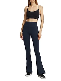 Raquel High-Waist Supplex Side Slit Flare Leggings