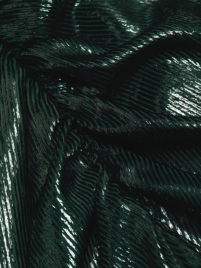 Roma Metallic Long-Sleeve Midi-Dress