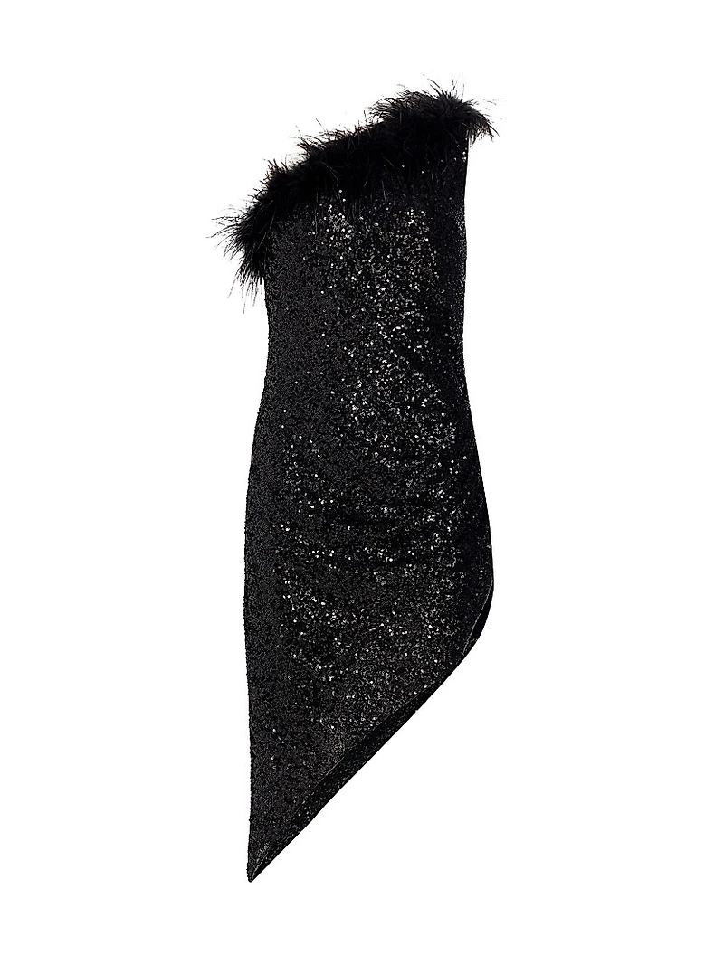 Kieran Sequined One-Shoulder Asymmetric Midi-Dress