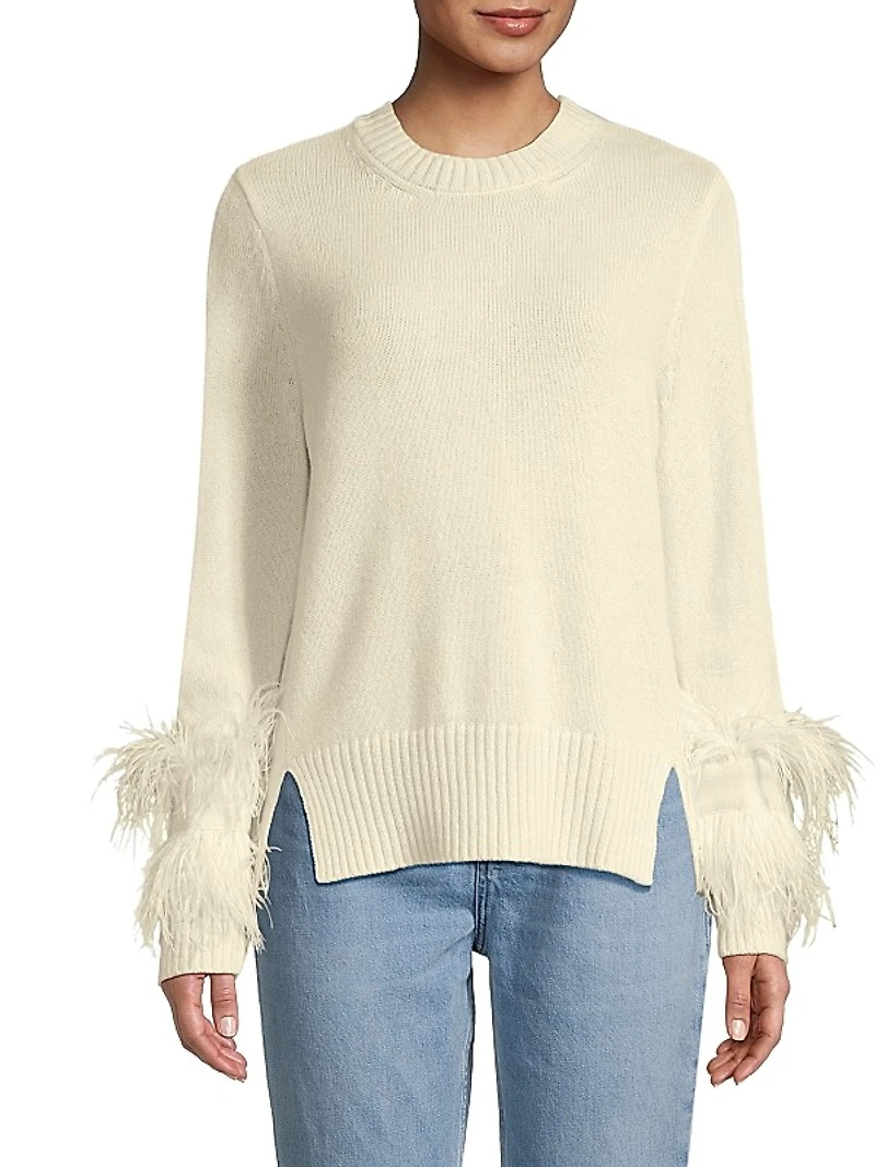 Billie Cashmere & Faux Feather Sweater