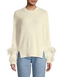 Billie Cashmere & Faux Feather Sweater