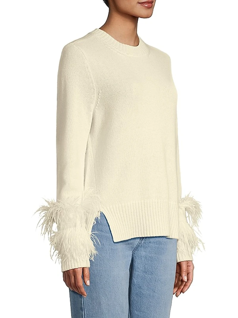 Billie Cashmere & Faux Feather Sweater