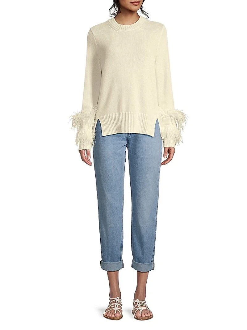 Billie Cashmere & Faux Feather Sweater
