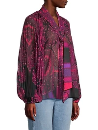 Renee Fontana-Print Tie-Neck Blouse