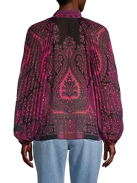 Renee Fontana-Print Tie-Neck Blouse
