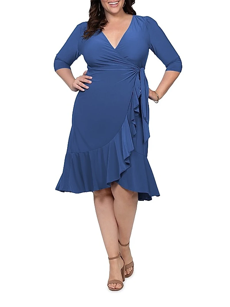 Whimsy Flounce Wrap Midi-Dress