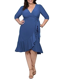 Whimsy Flounce Wrap Midi-Dress