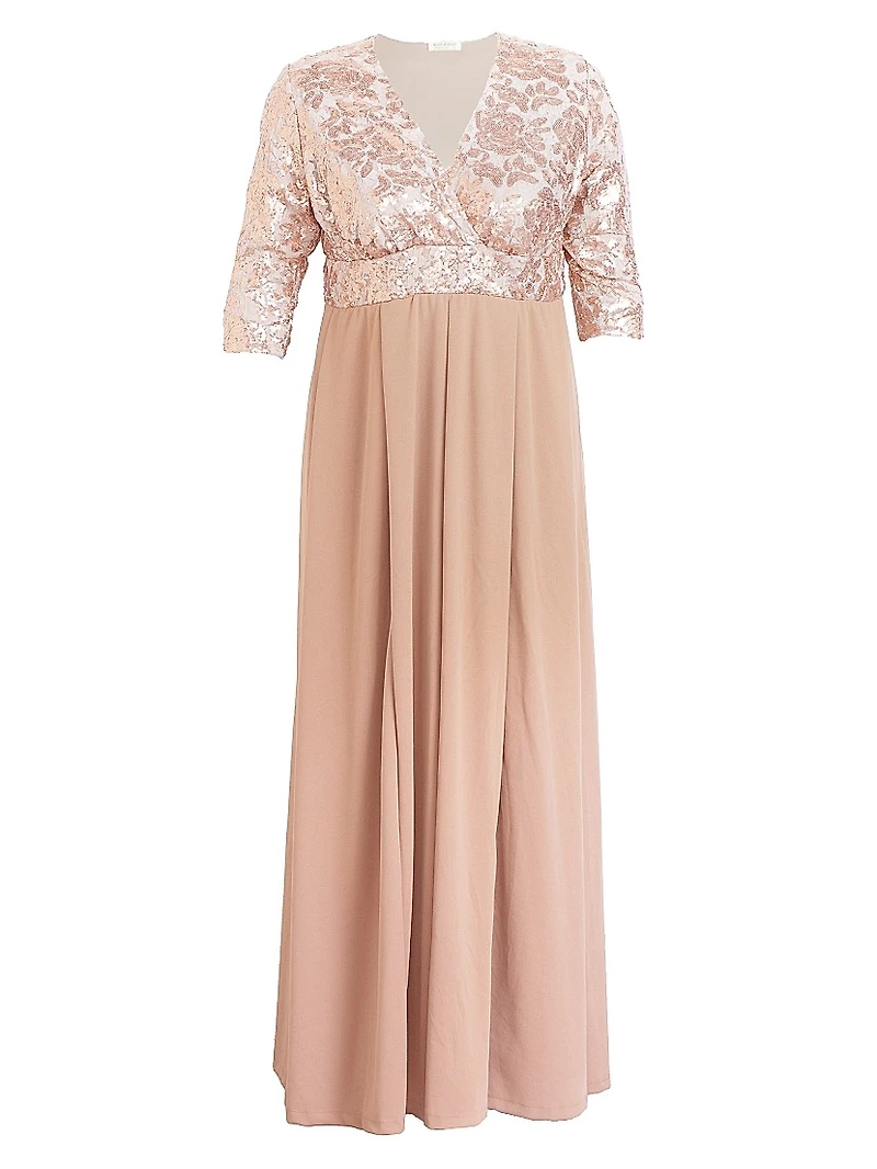 Paris Sequined Pleated Gown