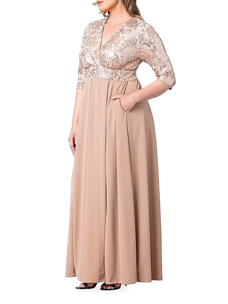 Paris Sequined Pleated Gown