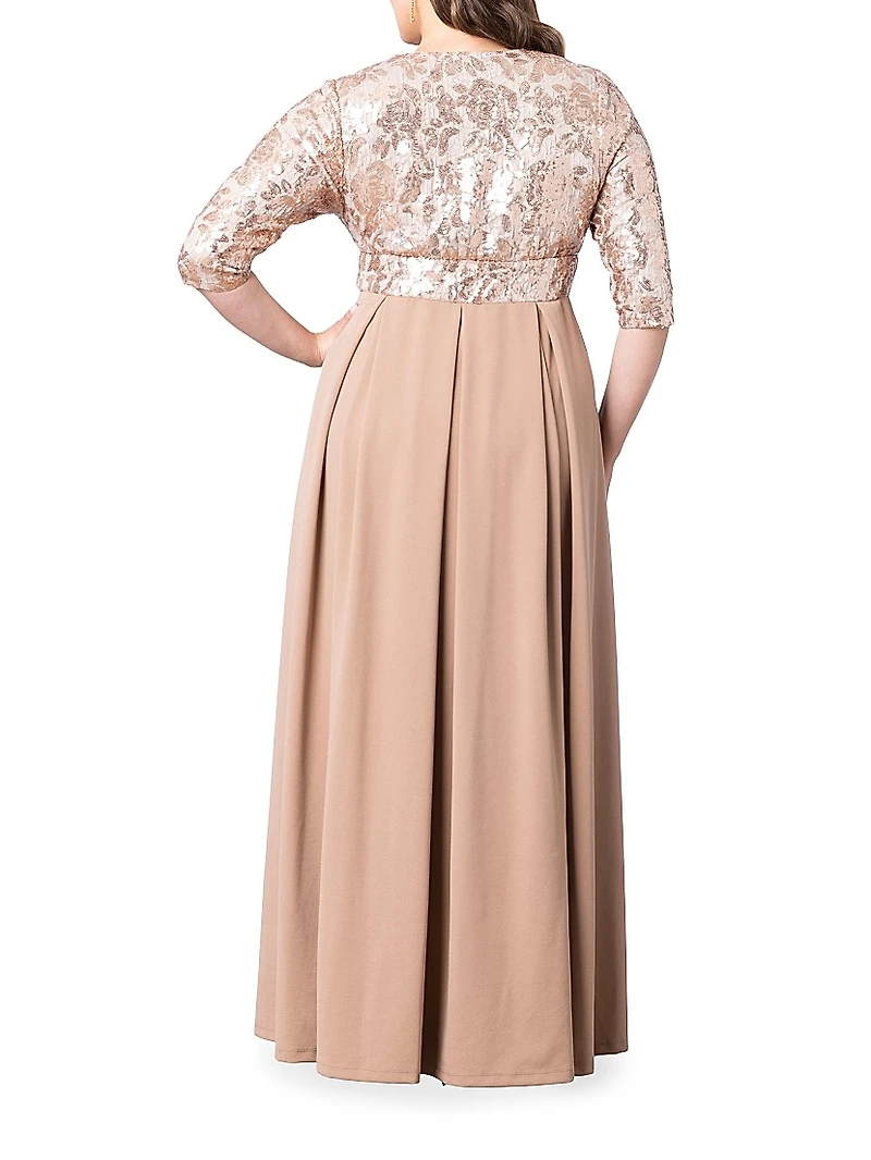 Paris Sequined Pleated Gown