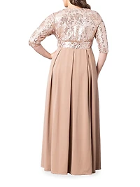 Paris Sequined Pleated Gown