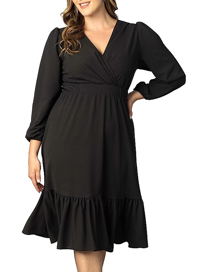 Portia Long Sleeve Crepe Midi-Dress