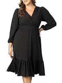 Portia Long Sleeve Crepe Midi-Dress
