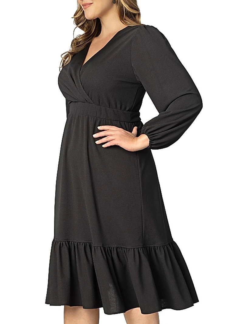 Portia Long Sleeve Crepe Midi-Dress