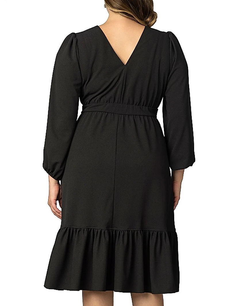 Portia Long Sleeve Crepe Midi-Dress