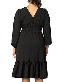 Portia Long Sleeve Crepe Midi-Dress
