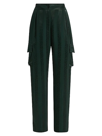 Carly Straight-Leg Satin Cargo Pants