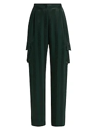 Carly Straight-Leg Satin Cargo Pants