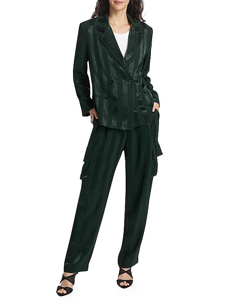 Carly Straight-Leg Satin Cargo Pants