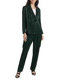 Mahlia Double-Breasted Satin Blazer