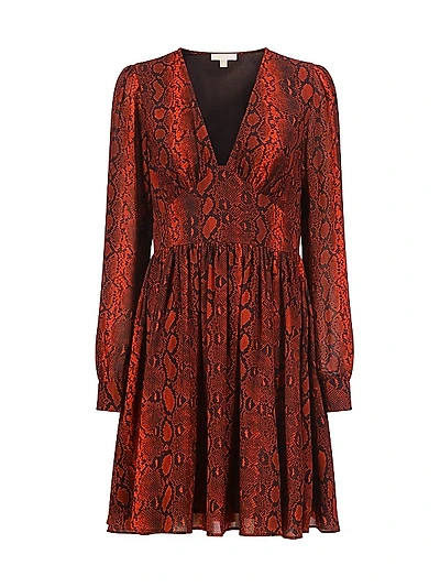 Snakeskin V-Neck Minidress