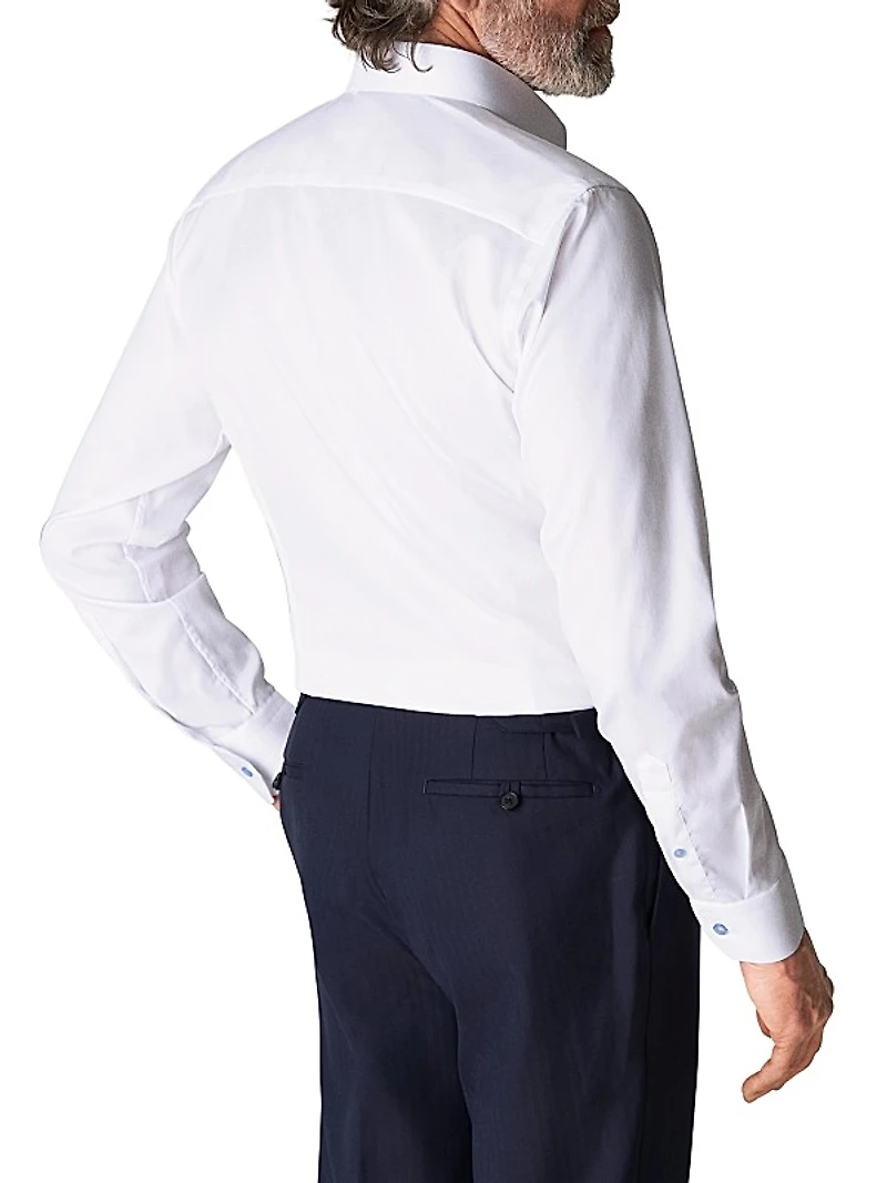 Slim Fit Twill Shirt With Light Blue Buttons