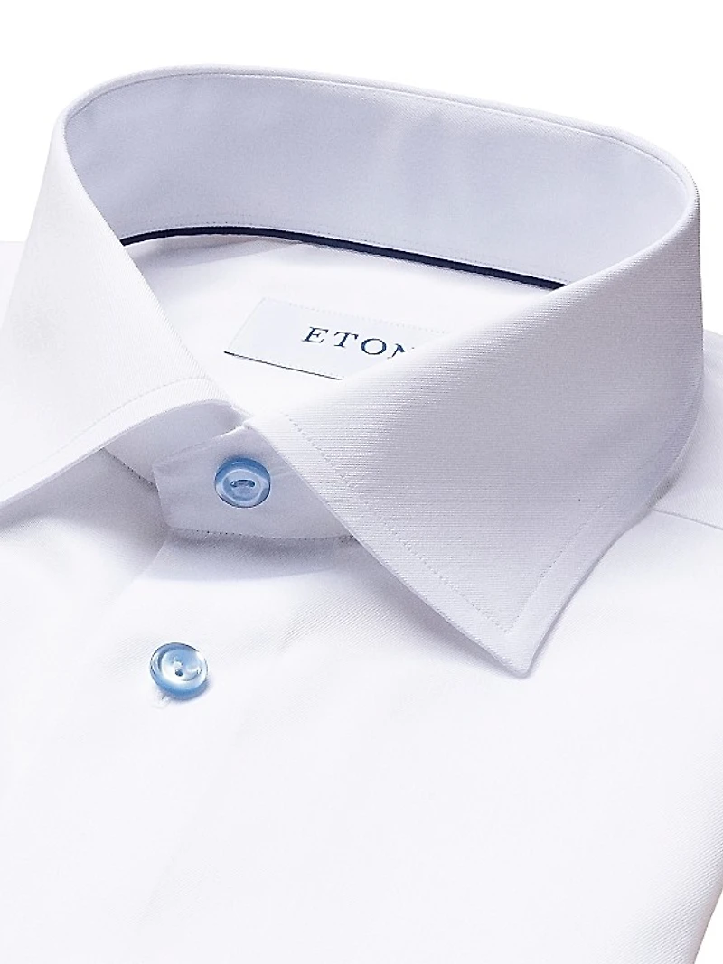 Slim Fit Twill Shirt With Light Blue Buttons