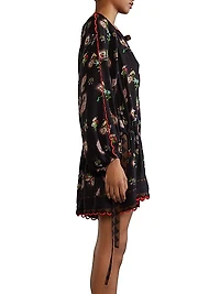 Silk Paisley Shift Minidress