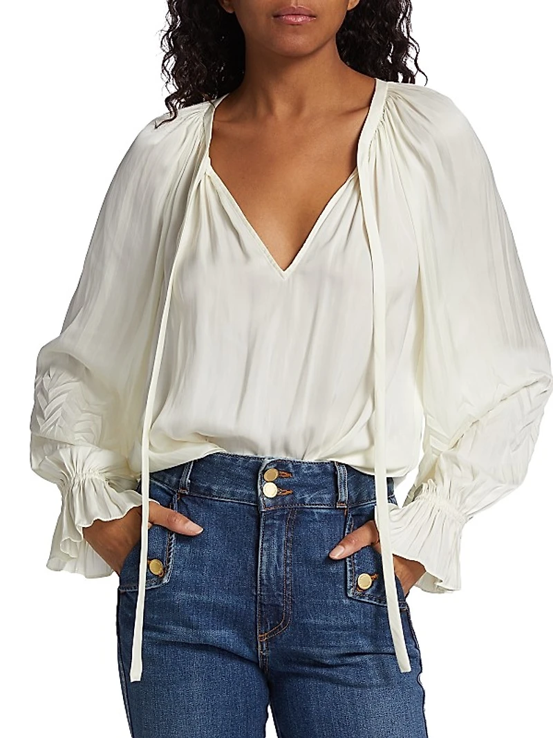 Blake Satin Self-Tie Blouse