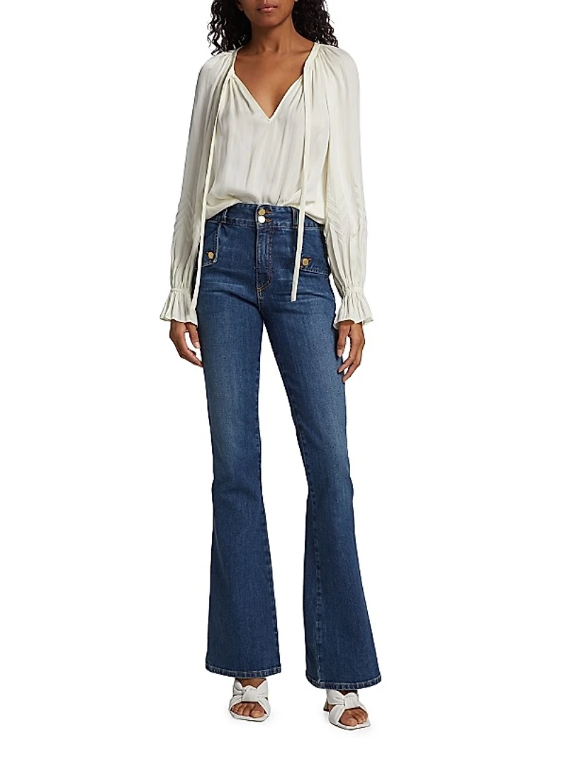 Blake Satin Self-Tie Blouse