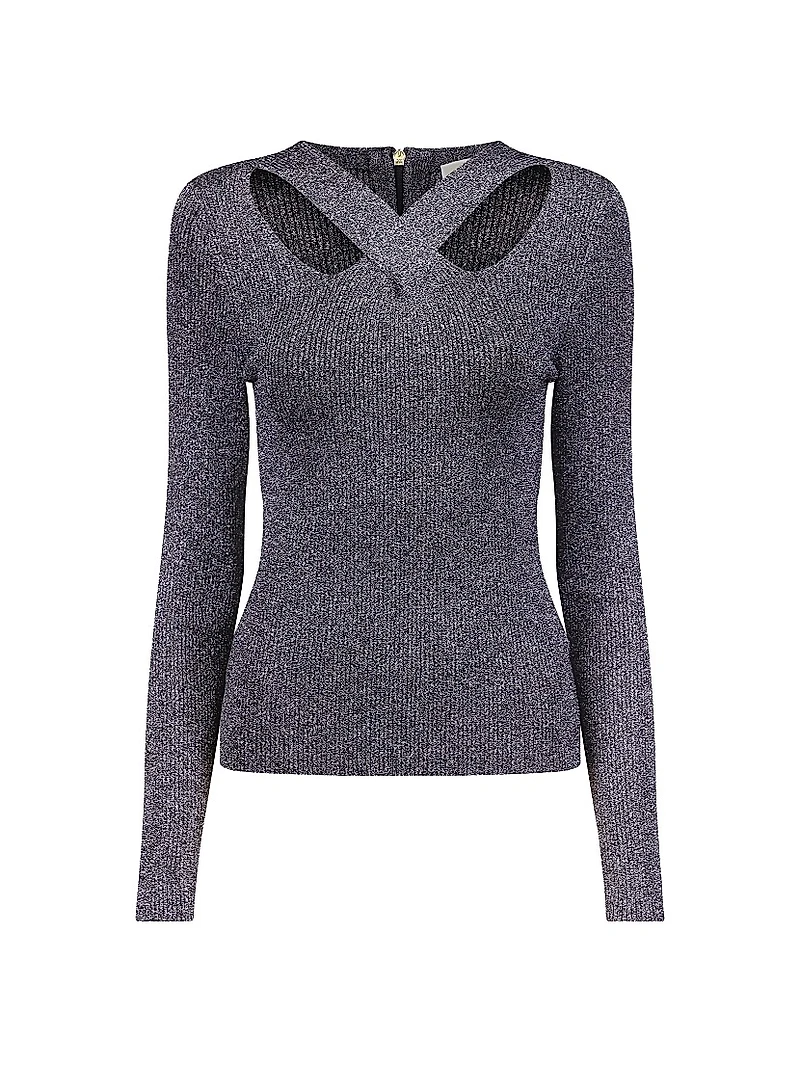 Cut-Out Shimmer Sweater