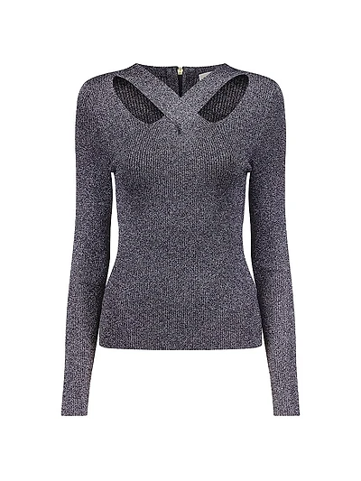 Cut-Out Shimmer Sweater