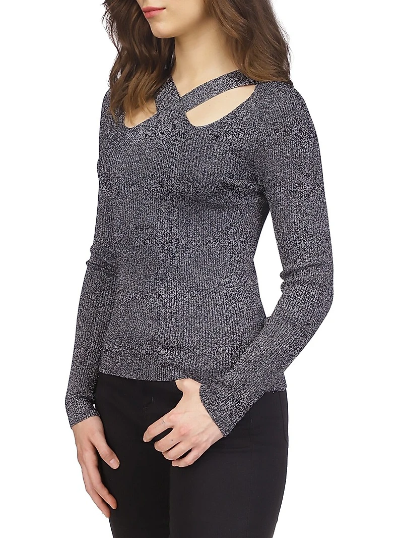 Cut-Out Shimmer Sweater