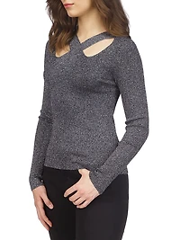 Cut-Out Shimmer Sweater