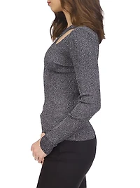 Cut-Out Shimmer Sweater