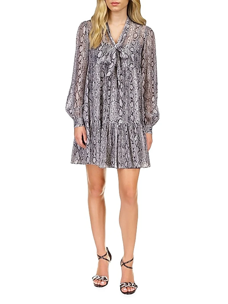 Adder Silk-Blend Snakeskin Minidress
