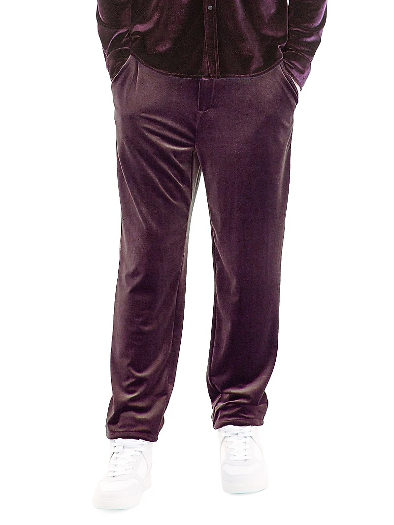 Velvet Flat-Front Pants