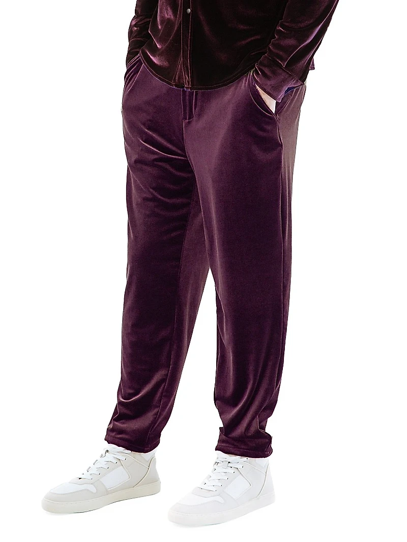 Velvet Flat-Front Pants