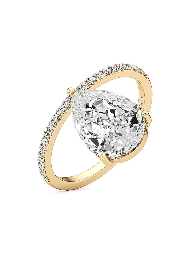 Tear 18K Yellow Gold & TCW Lab-Grown Diamond Ring