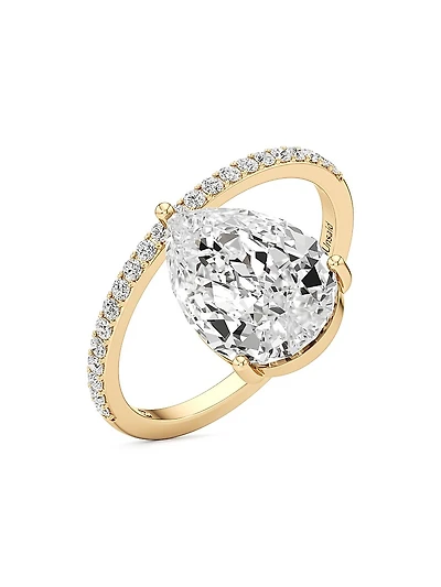 Tear 18K Yellow Gold & TCW Lab-Grown Diamond Ring