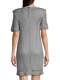 Sinclair Metallic Crochet Short-Sleeve Minidress