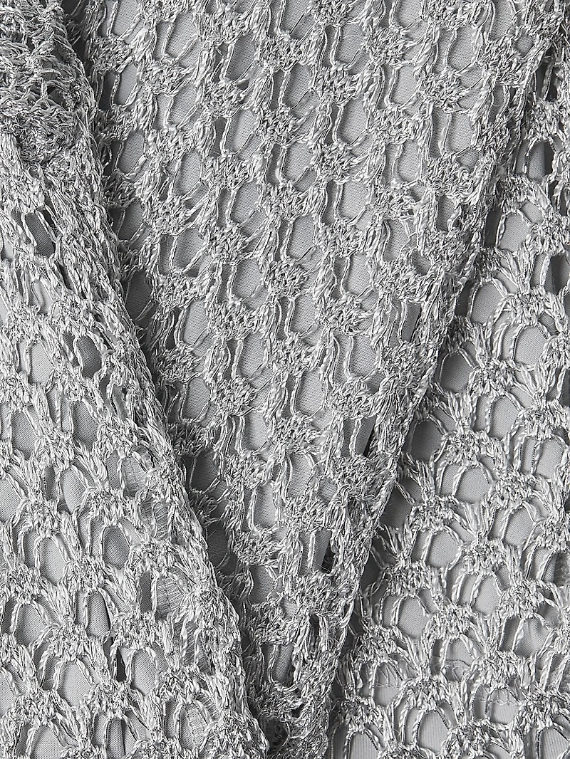 Sinclair Metallic Crochet Short-Sleeve Minidress