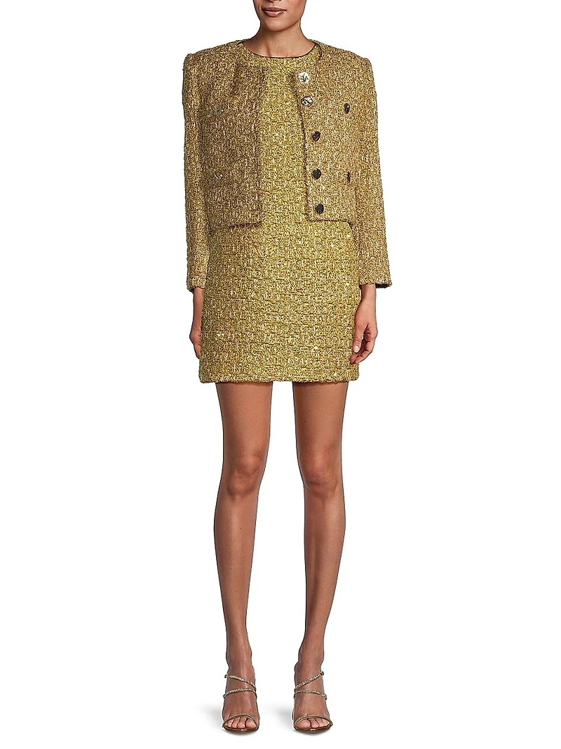 Rowen Metallic Tweed Minidress
