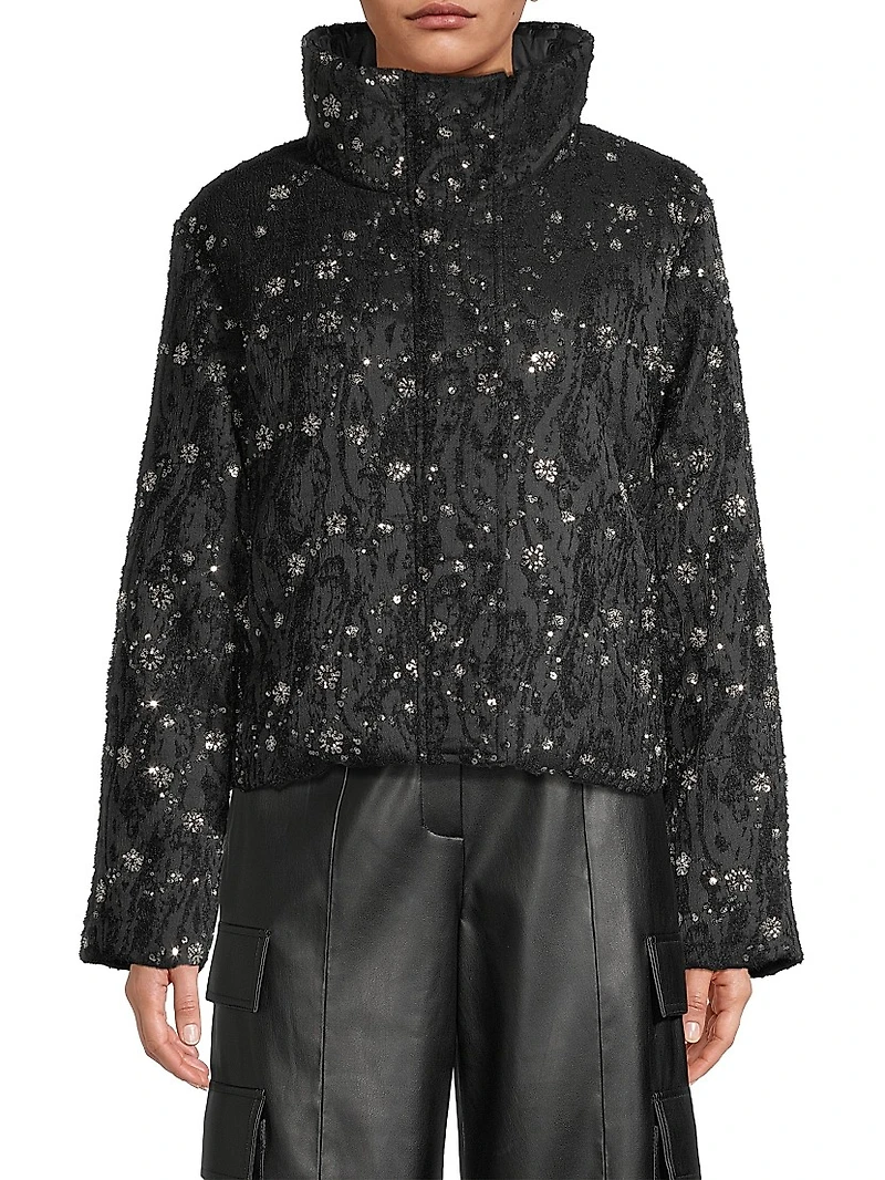 Hayes Beaded Puffer Crop Jacket