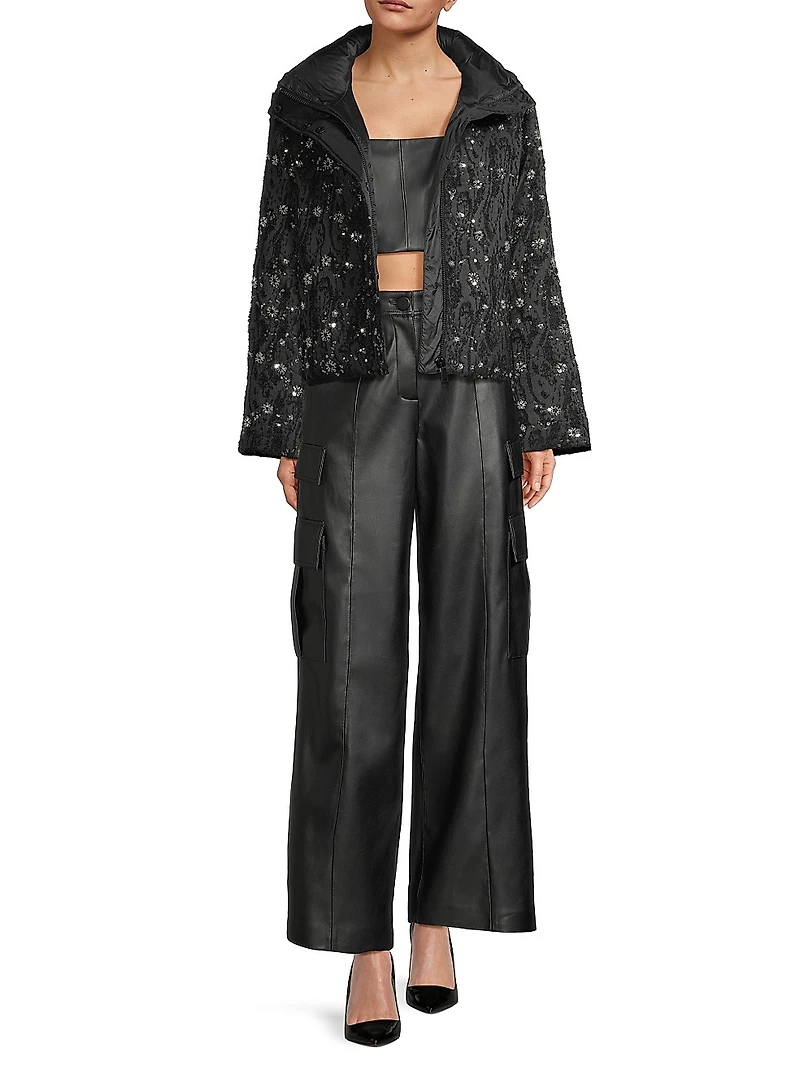 Hayes Beaded Puffer Crop Jacket