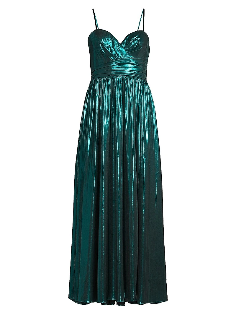 Shannon Gathered Metallic Jersey Midi-Dress